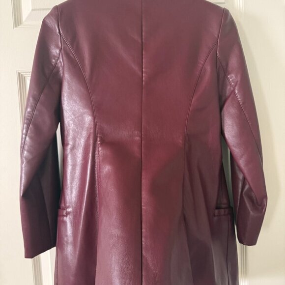 Guess Mystic Wine Burgundy Faux Leather Blazer - NWT - XS - Picture 2 of 6